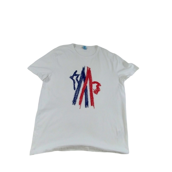 MONCLER Embroidered Mountain Logo Crew Cotton Maglia T-Shirt Designer StreetWear - Picture 5 of 9